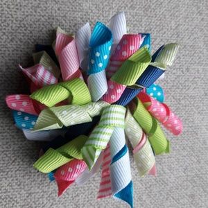 Girls Handmade 3" Spiral Single Prong Hair Bow
